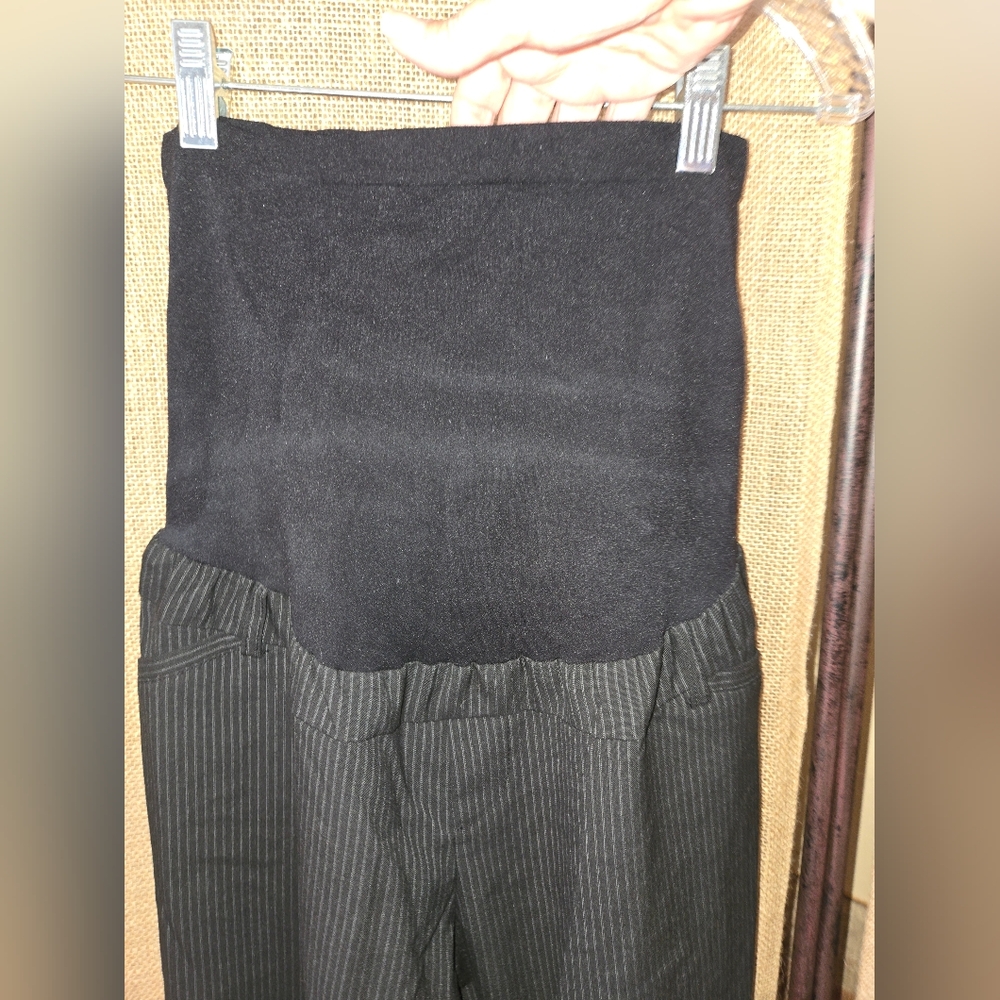 Women's Motherhood Maternity Black Pinstripe Pants Size XL - Picture 10 of 12